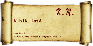 Kubik Máté névjegykártya